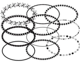 Rahmen Clip Art, ovale Rahmen Clipart, ovale Etiketten / Rahmen Clip Art Set - druckbare digitale Clipart - sofortiger Download