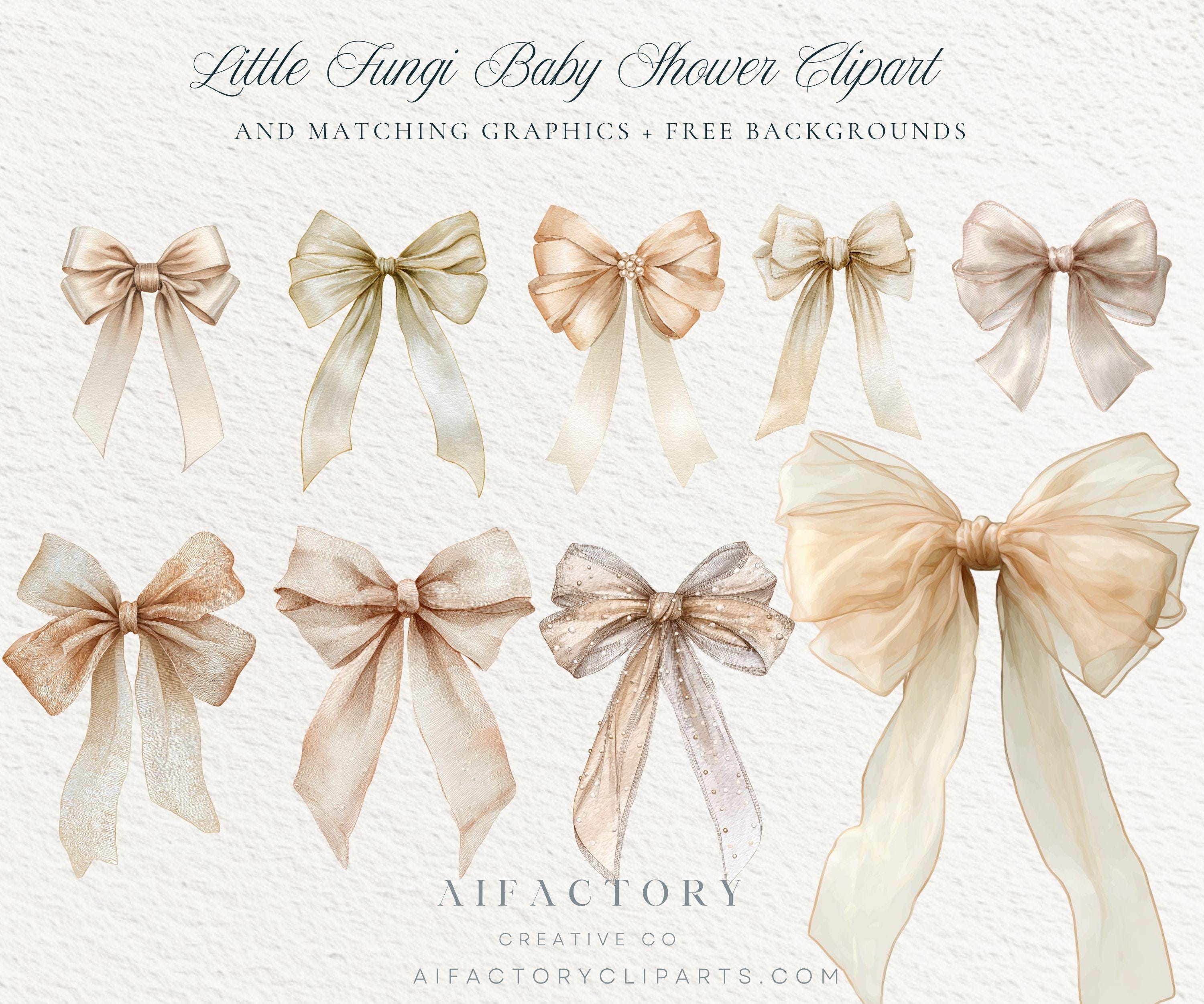 Ivory Bow Clipart, Watercolor Beige Coquette Bow Png - Etsy