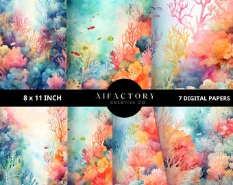 Korallenriff Clipart, Korallen Clipart, Ozean Clipart, Aquarell Clipart, Unterwasser Clipart, Korallenriff png, unter dem Meer, nautisches Leben im Meer
