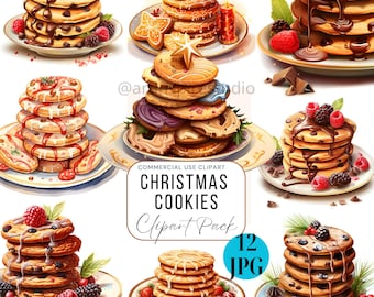 Christmas cookies clip art JPG Christmas Cookie Png, Holiday Clipart, Baking Clipart,Christmas Clip Art, Watercolor Christmas Commercial Use