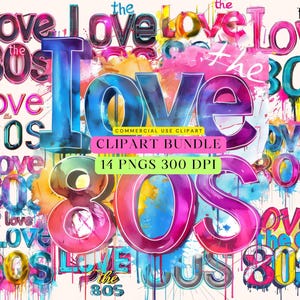 Eu amo os anos 80 Clipart, eu amo os anos 80 PNG, Pacote de Clipart Neon dos anos 80, PNG retrô dos anos 80, Camiseta com Clipart de Sublimação Vintage Neon retrô dos anos 80