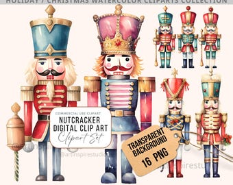 Pastel Nutcracker Digital Clipart, Pink Nutcracker Suite, Festive Holiday Clipart, nutcracker images, Pastel Christmas Clipart Bundle