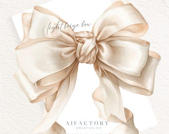 Clipart noeud ivoire, noeud ivoire beige clair PNG UNE SEULE IMAGE, Clipart aquarelle noeud crème, Shower de bébé, noeud de mariage Clipart Graphics