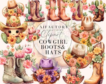 Cowgirl Boots Png, Sublimation Designs, Cowboy Boots Png, Western Cowgirl Png, Western Boots Png, Cowgirl Hat, Pink Boots Png, Cactus Hats