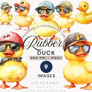 Hipster Rubber Duck in Sunglasses and Cap PNG Clipart Digital Download - Swag Gangster Duck in Summer
