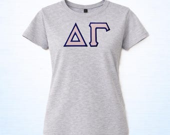 Gingham Greek Letter T-Shirt - Custom Greek Shirt - Embroidered Sorority Tee - Made in USA