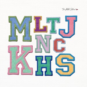 Custom Iron-On Varsity Letter Patch, Chenille Collegiate Appliqué, Modern Colors, Made in USA