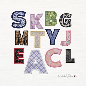 Embroidered Iron On Letter Patch, Custom Fabric Appliqué, - 70 Fabrics - Made In USA