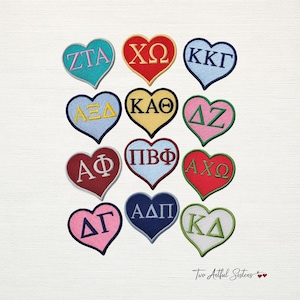 Sorority Heart Greek Letter Patch – Custom Embroidered Iron-On – Big Little Gift – Officially Licensed – Made in USA