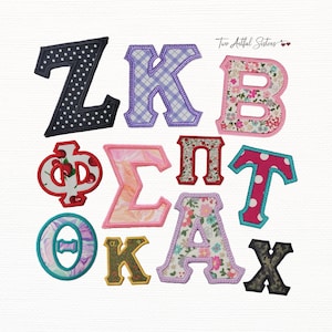 Embroidered Greek Iron-on Letters – Custom Greek Appliqué – 70 Fabrics – Made in USA
