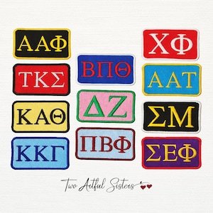 Embroidered Rectangle Greek Letter Iron-On Patch – Custom Greek - Officially Licensed - Made in USA