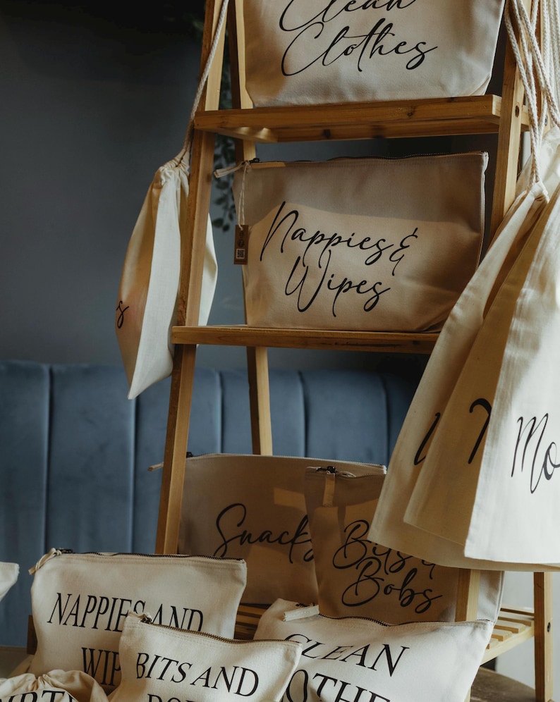 Organizador de bolso cambiador para bebé / Bolsas para pañales / Ropa limpia y sucia, pañales, refrigerios / Organizador de bolso neutro para bebé / Regalo para baby shower imagen 3