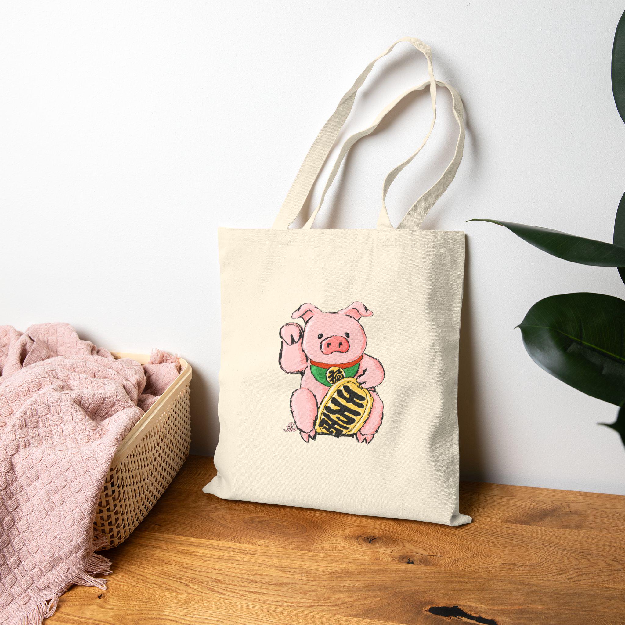 Tragetasche Mit Schweine-Design – Canvas-Tasche 37x32 Cm Für Schweineliebhaber