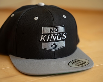No Kings Embroidered Snapback Hat: FDT Flat Bill Cap