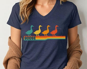 T-shirt rétro Goose the Band pour femmes avec col en V : t-shirt vintage style Lot Shakedown Vibes