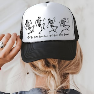 Grateful Dead Trucker Hat, Dancing Skeletons Truckers Hat, Deadhead Cap, Kids They Dance and Shake Their Bones, Dead & Co Hat, Shakedown St