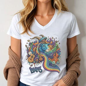 Billy Strings Psycho Goat Ladies V-Neck T-Shirt: BMFS Shakedown Lot Style Tee