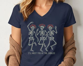 Camiseta Sugaree de cuello en V para mujer: Camiseta estilo Shakedown Lot de Grateful Dead