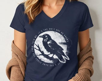 Camiseta de cuello en V para mujer de Uncle John's Band: Camiseta estilo Crow Shakedown Lot de Grateful Dead