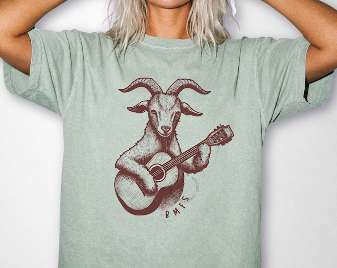Billy Strings Goat and Guitar T-Shirt: BMFS Bluegrass Music Shakedown Lot Style Tee