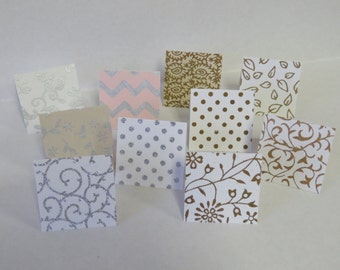 10 Silver And Gold Mini Cards, Silver And Gold Cards, Mini Cards, Textured Handmade Paper, Handmade Cards.