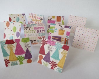 10 Handmade Mini Birthday Gift Cards, Party Theme