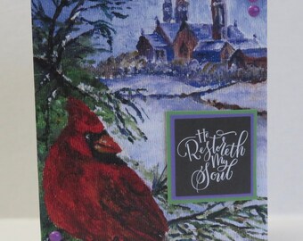 He Restoreth My Soul, Winter Encouragement Card, Winter Christian Card, Winter Card, Encouragement Card, Blank Card, Scripture Card, KJV.