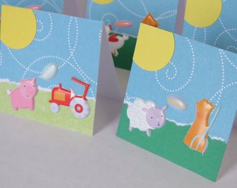 8 Farm Animal Mini Cards, Farm Animal Cards, Mini Cards, Farm Animals, Handmade Cards.
