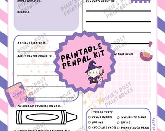 Wizard Pen Pal Letter Kit – Magical Printable Stationery with Prompts & Envelope – Fun Snail Mail Writing Activity (PDF Download)