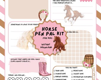 Horse Pen Pal Kit for Kids | Pony Letter Writing Kit | Kids Printable Stationery | Horse Lover Gift | Writing Activity | Pen Pal Printable