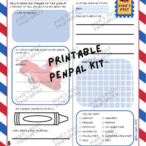 Kit imprimible de cartas para amigos por correspondencia para niños: papelería imprimible con indicaciones, sobre y página de respuesta. Actividad divertida para amigos por correspondencia para niños y niñas.