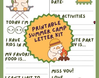 Camp Pen Pal Kit for Kids | Easy Camp Letters Printable | Duck Letter Writing Kit | Summer Camp Stationery | Camp Care Package