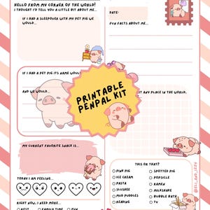 Piggy Pen Pal Letter Kit for Kids – Printable Stationery Set with Prompts, Envelope & Reply Page – Fun Letter Writing Activity