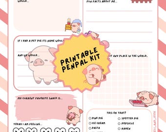 Piggy Pen Pal Letter Kit – Printable Stationery Set for Kids with Prompts & Envelope – Fun Snail Mail Writing Activity (PDF Download)