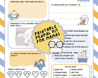 Sheep Mama-to-Mama Pen Pal Kit – Printable Stationery Set with Prompts & Envelope – Cozy Letter Writing Gift for Moms (Digital Download)