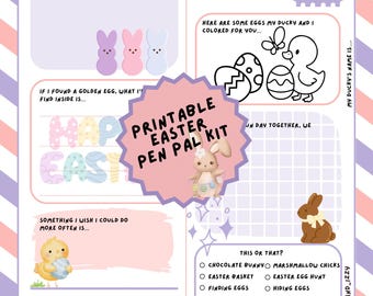 Easter Pen Pal Kit for Kids | Easter Printable Letter Writing Kit | Kids Easter Activity | Printable Kids Stationery | Spring Pen Pal