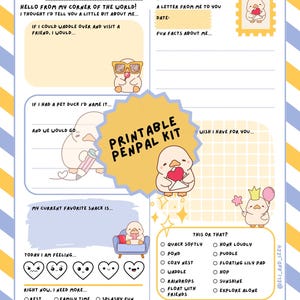 Duck Pen Pal Letter Kit for Kids – Printable Stationery Set with Prompts, Envelope & Reply Page – Fun Letter Writing Activity