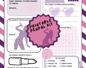 Printable Pen Pal Kit | Printable Taylor-Inspired Stationery for Friendship, Letters & Journaling - the Eras of Us