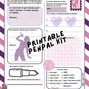 Kit imprimible para amigos por correspondencia / Papelería imprimible inspirada en Taylor Swift para amistad, cartas y diarios - The Eras of Us