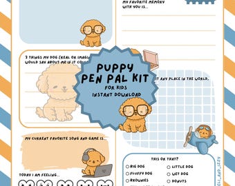 Puppy Pen Pal Kit for Kids | Dog Letter Writing Kit | Kids Printable Stationery | Happy Mail Kids | Writing Activity | Pen Pal Printable