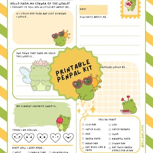 Frog Pen Pal Letter Kit for Kids – Printable Stationery Set with Prompts, Envelope & Reply Page – Fun Letter Writing Activity