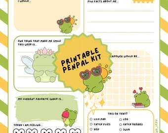 Frog Pen Pal Letter Kit – Printable Stationery Set with Prompts & Envelope – Kids Snail Mail Letter Writing Activity (PDF Download)