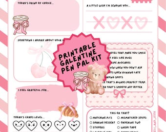 Galentine Pen Pal Kit for Friends - Cozy Friendship Letter Writing Kit - Galentine’s Day Gift for Besties - Printable Pen Pal