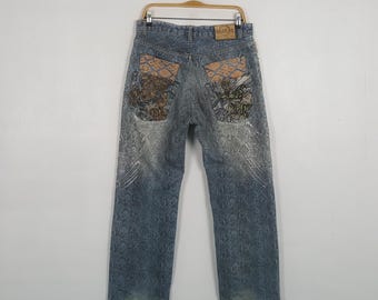 Vintage Kara Kuri Tamashi Snake Pattern Distressed jeans