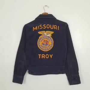 Vintage FFA Perryville Missouri Troy Agricultural AG Farm blauwe jas
