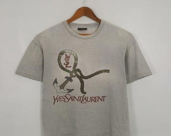 Vintage Yves Saint Laurent Spellout Pink T Shirt YSL Plain Tee YSL