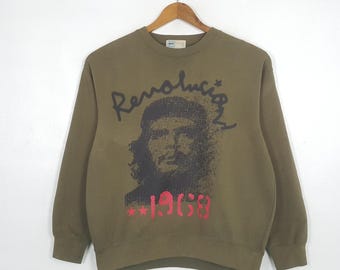 Vintage Che Guevara Revolution 1958 Cotton Green Distressed Sweatshirt