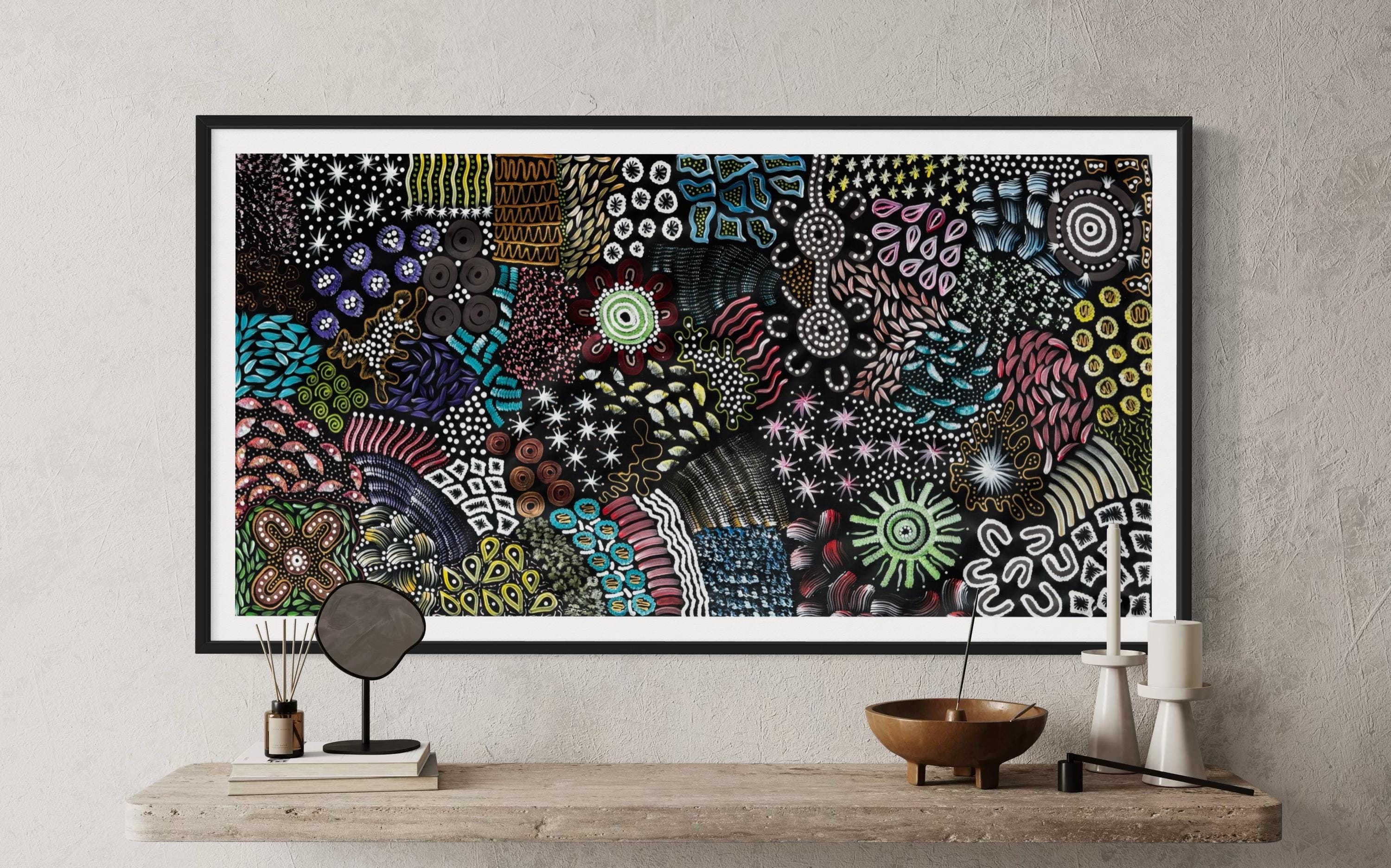 Aboriginal Painting: "Woman Collecting Bush Tucker" by Sharon Butcher (142cm x 72cm)
