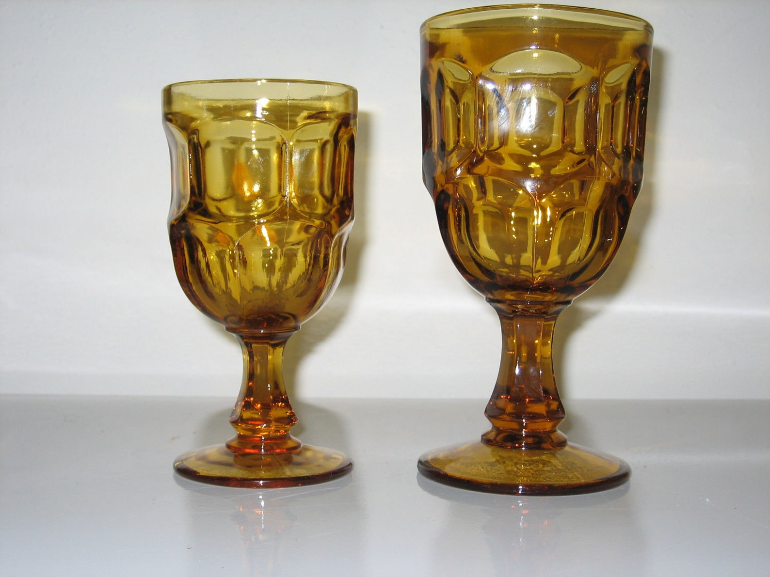 Vintage AmberGold Stemmed Glasses Set of 8 4 Juice 4 Etsy