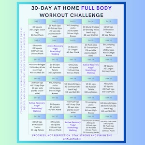 Workout Programm 30 Day at Home Workout Challenge: Full Body Fitness Plan - Etsy